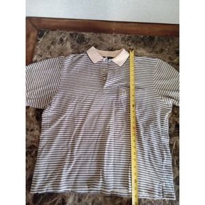 PGA Tour Golf Polo Shirt Men's Size Medium Beige Stripe Short Sleeve Beach